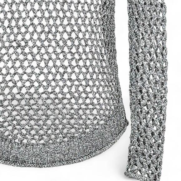 Denim & Supply Ralph Lauren Metallic Open Knit Crochet Sweater Fishnet Mobwife S - Picture 5 of 9